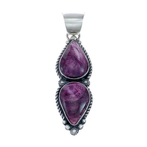 Authentic Navajo Purple Oyster Shell Sterling Silver Pendant JX127735